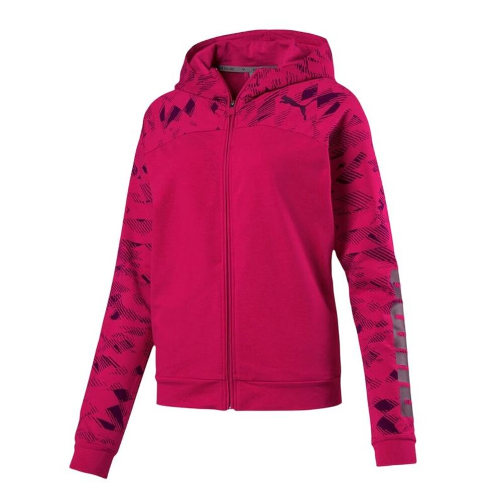 Puma Womens/Ladies Urban Logo Quarter Zip Sports Full Zip Hoodie / Pink